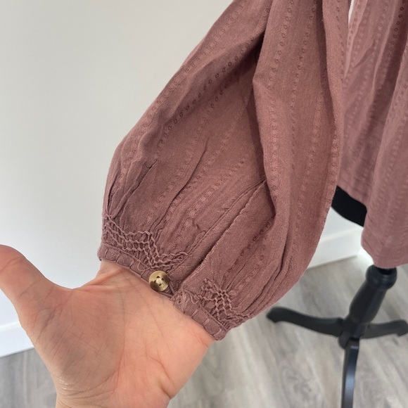 Lucky Brand Embroidered Long Sleeve Taupe Knit Top - Picture 5 of 9